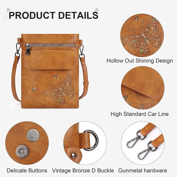 Versatile Women's Crossbody Bag in Vegan Leather—Adjustable & Organized Design - Picture 5 of 7